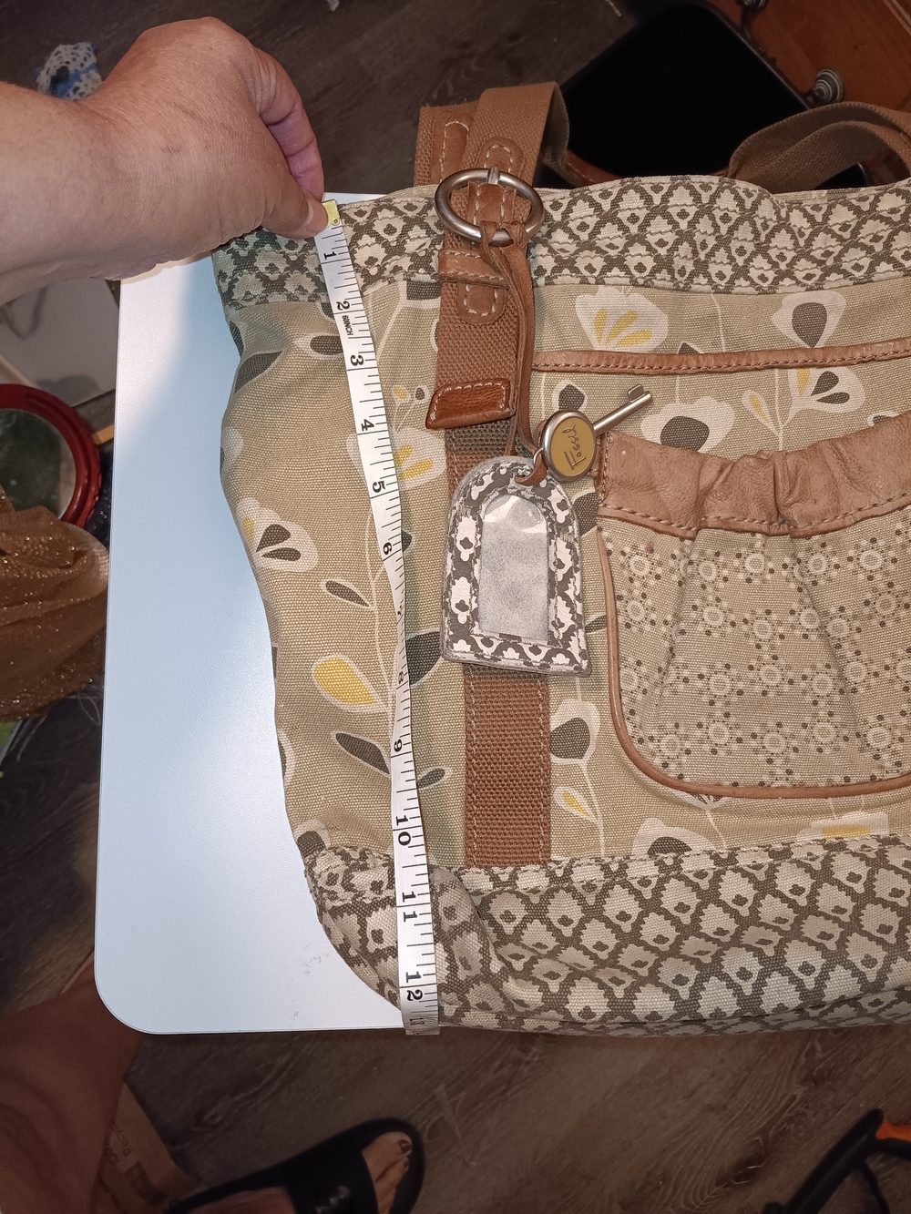 Fossil Beige Brown Tote Bag with Leather Straps - Picture 10 of 13